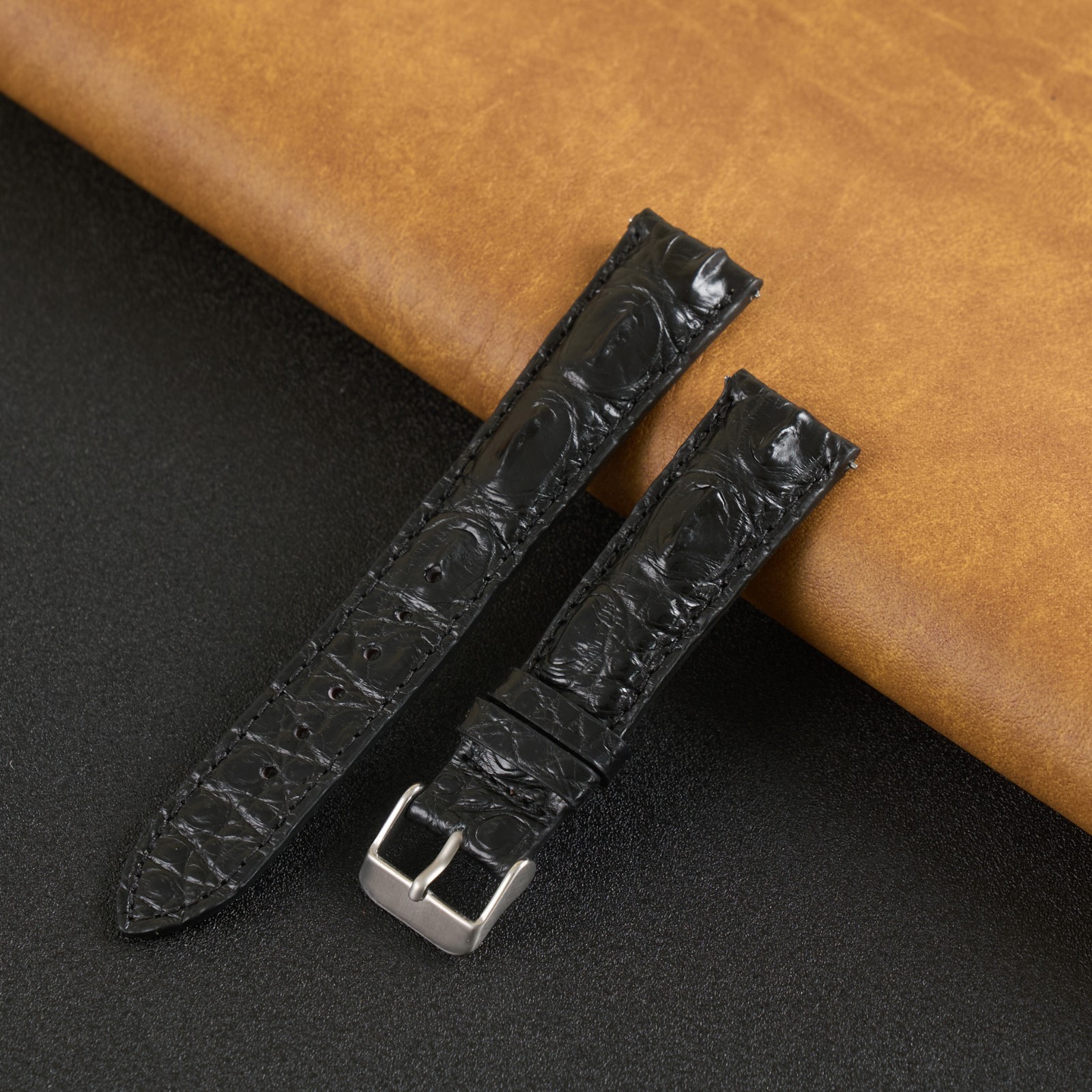 Crocodile Hornback Leather Watch Strap Genuine Crocodile Watch Band Men Handmade