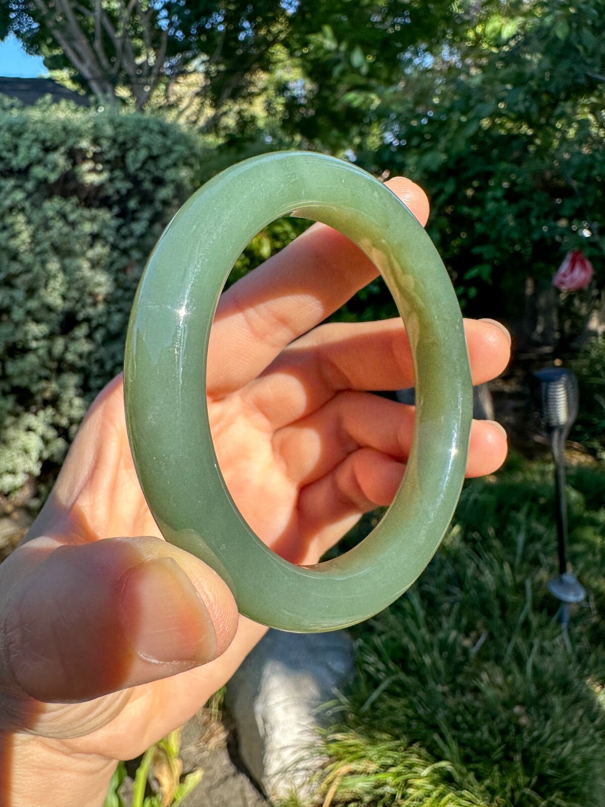 57mm High-grade Oily Water Green Blue Nephrite Bangle Bracelet | 57口蓝绿和田玉手镯