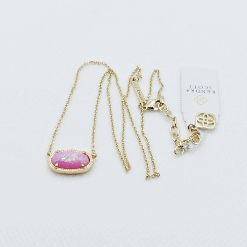 Kendra Scott Elisa Gold Pendant Necklace in Pink Opal