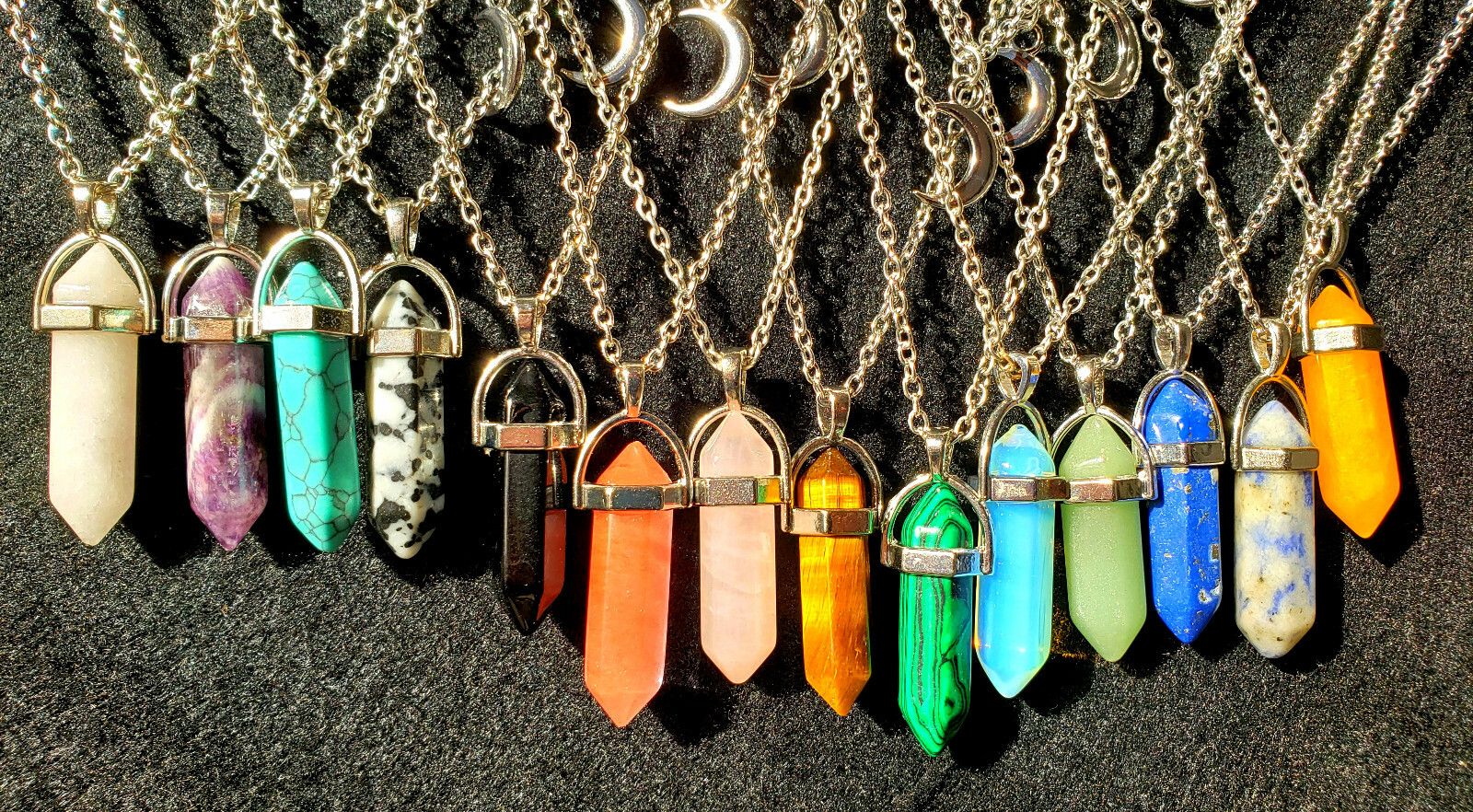 Healing Crystal Necklace Layered Moon Pendent. Women & Girls/Christmas Present!