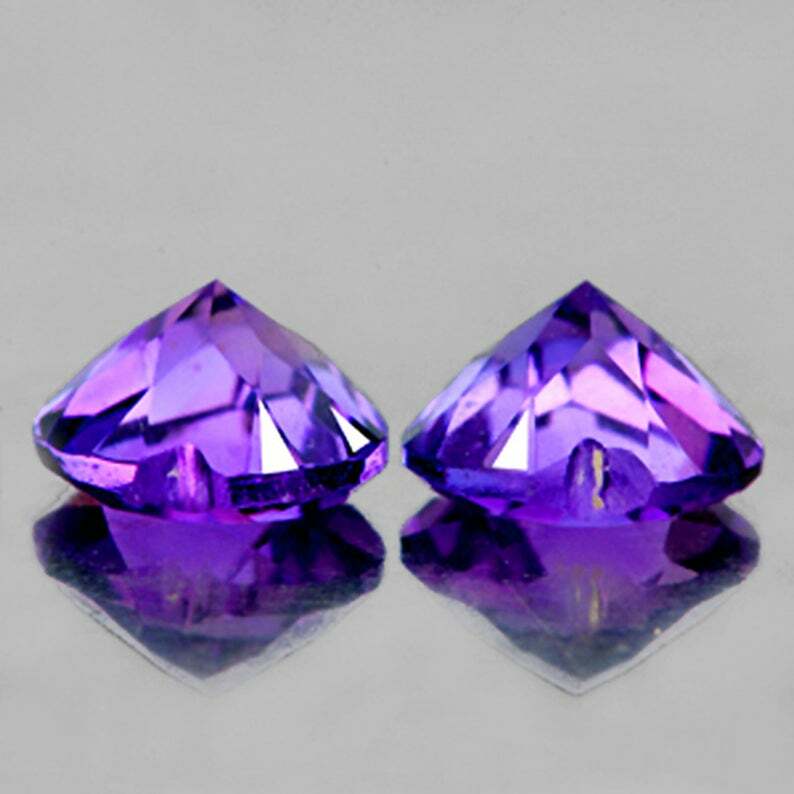 Purple Amethyst Heart 7.00 mm 2 pieces, Flawless-VVS , Natural Loose Gemstone