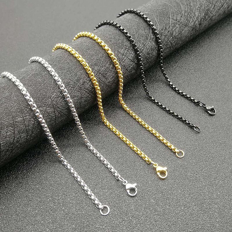 Pure Titanium 3mm Width Rolo Box Chain Anti-allergy Necklace Ultralight Unisex