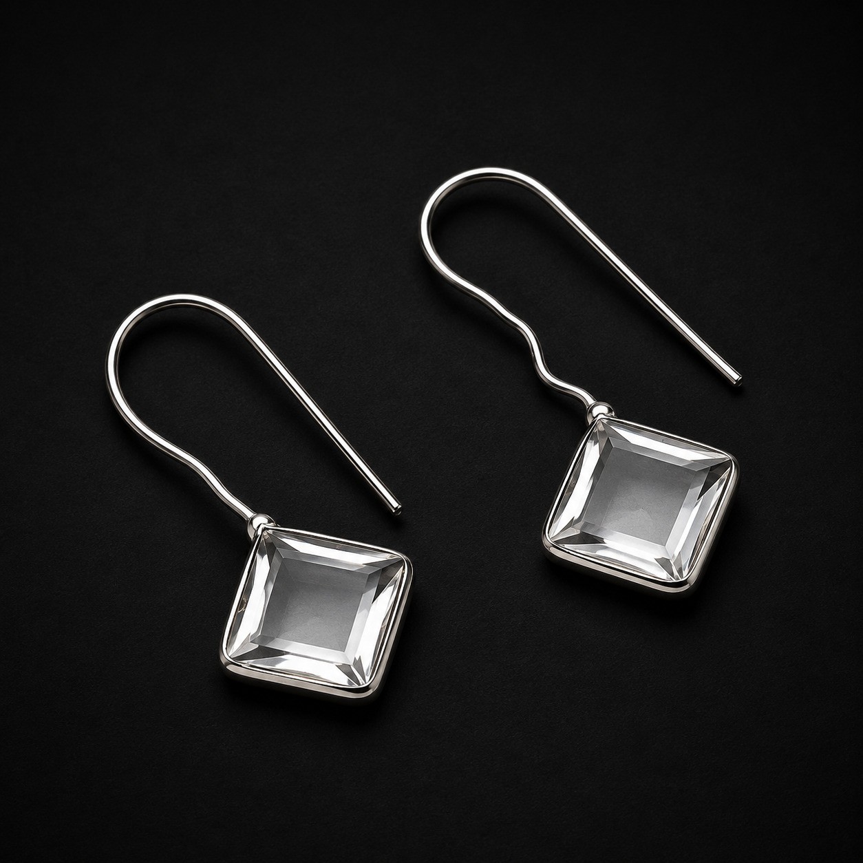 White Topaz 925 Sterling Silver Gemstone Handmade Jewelry Earrings 1.18″ PK 777