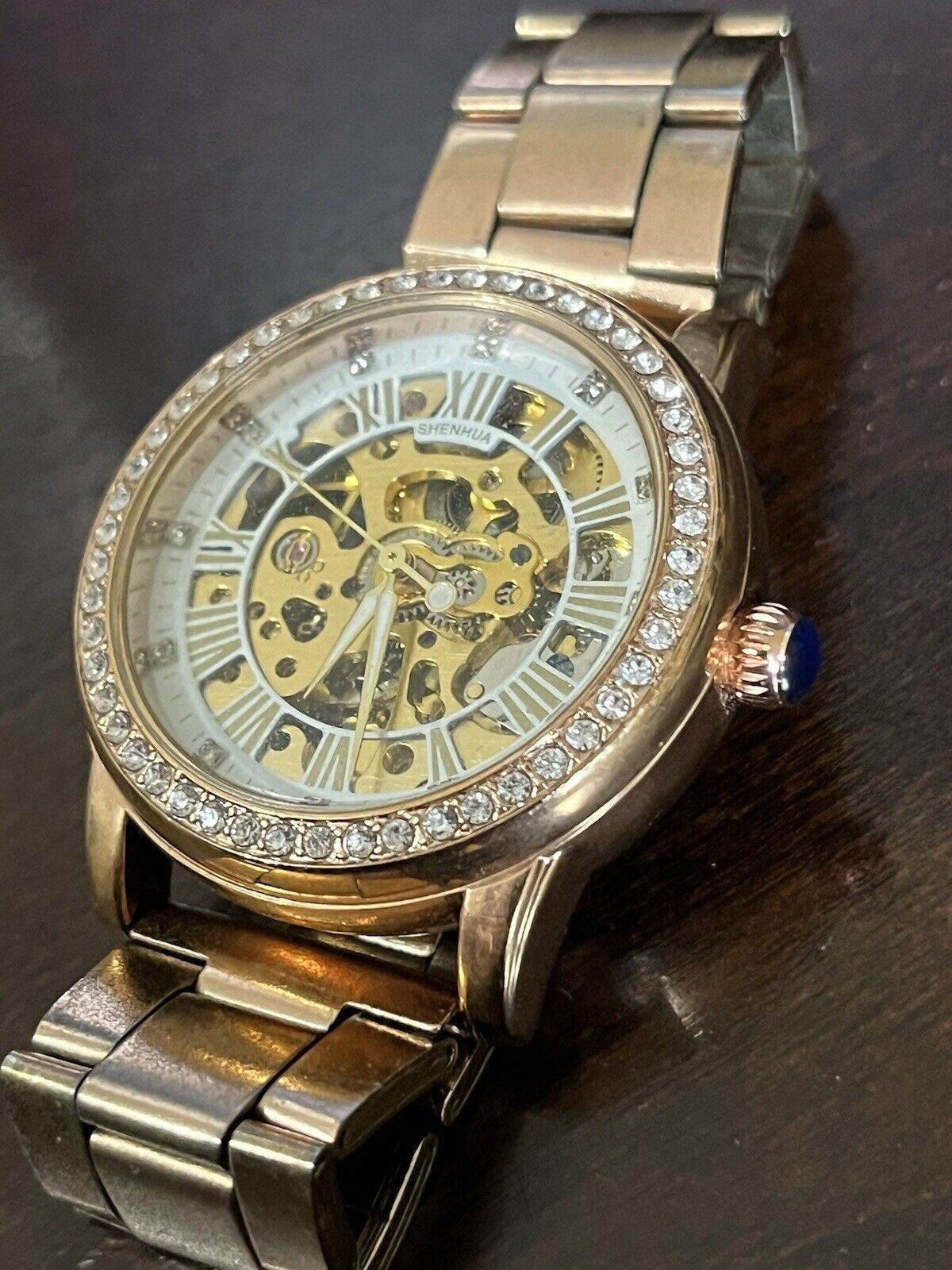 Shenhua Automatic Rose Colored Metal Band Mechanical Auto Ladies Watch