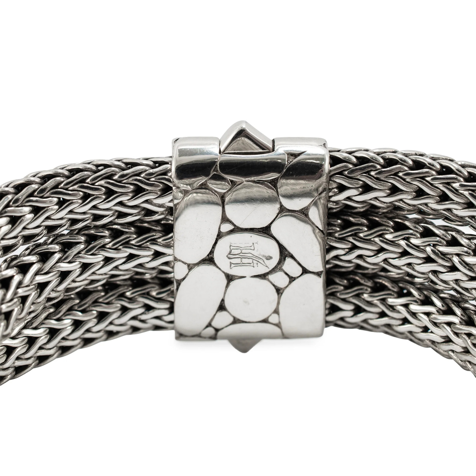 Unisex Retired John Hardy Sterling Silver Woven Chain Pusher Clasp Link Bracelet