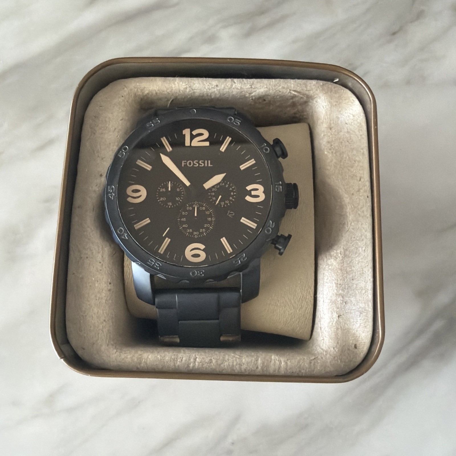 Fossil Men’s Nate Chronograph Black Stainless-Steel Watch