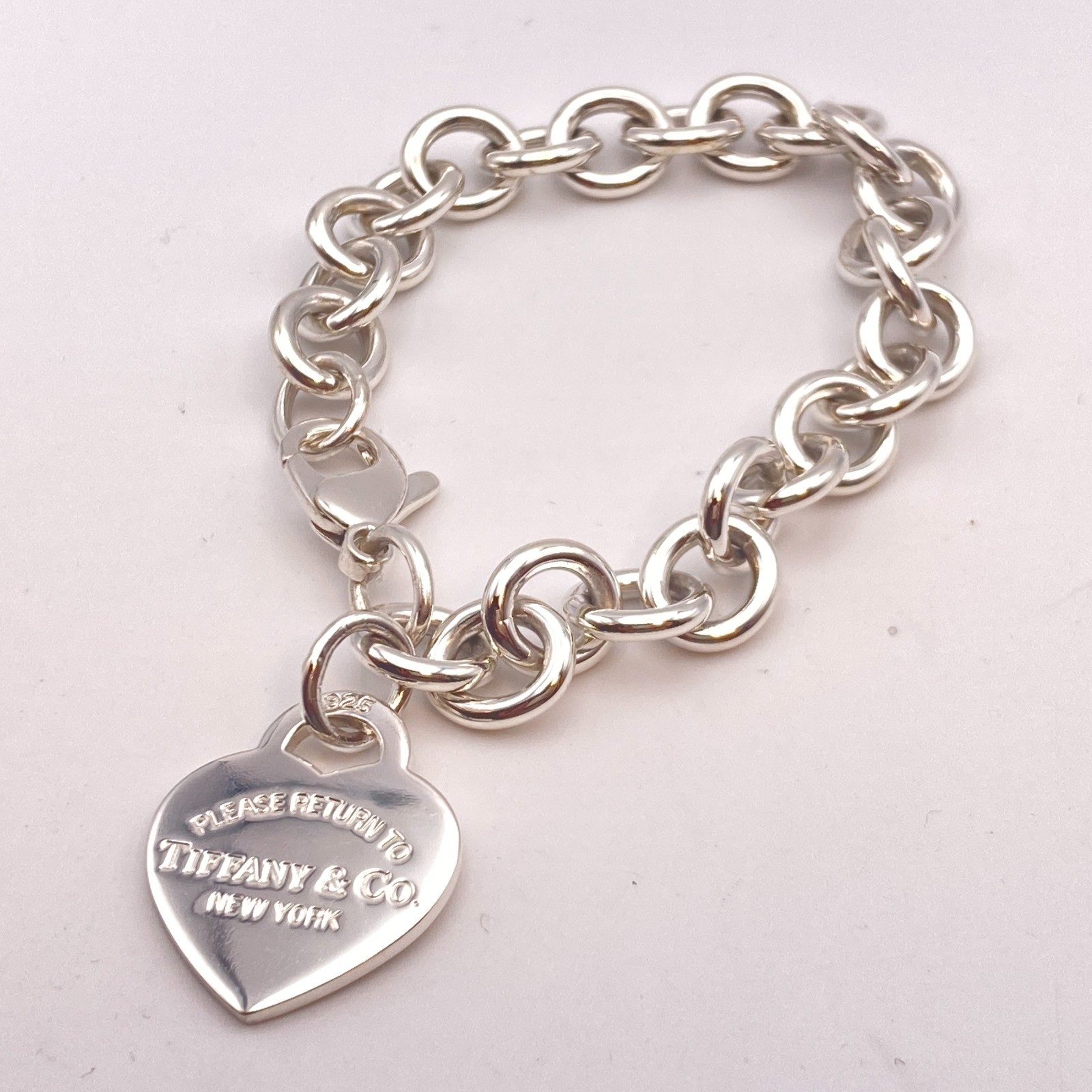 Tiffany & Co. Return to Heart Tag Chain Bracelet 925 Silver 6 1/2″ 33.6g