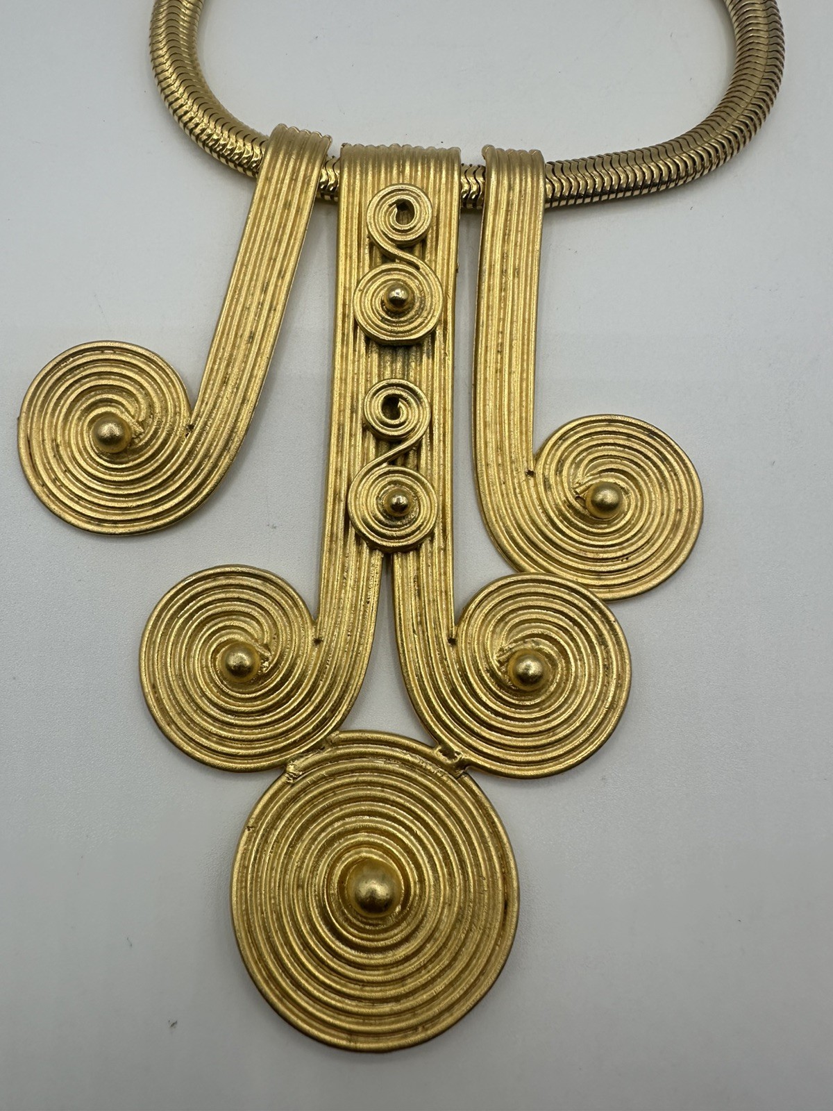 Byzantine Swirl Motif Gold Statement Collar Vintage