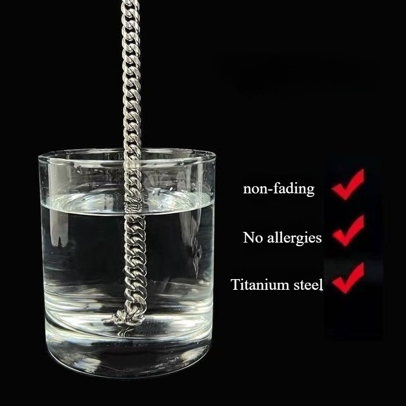 Male and female silver hip-hop circular chain necklaces Cuban necklace