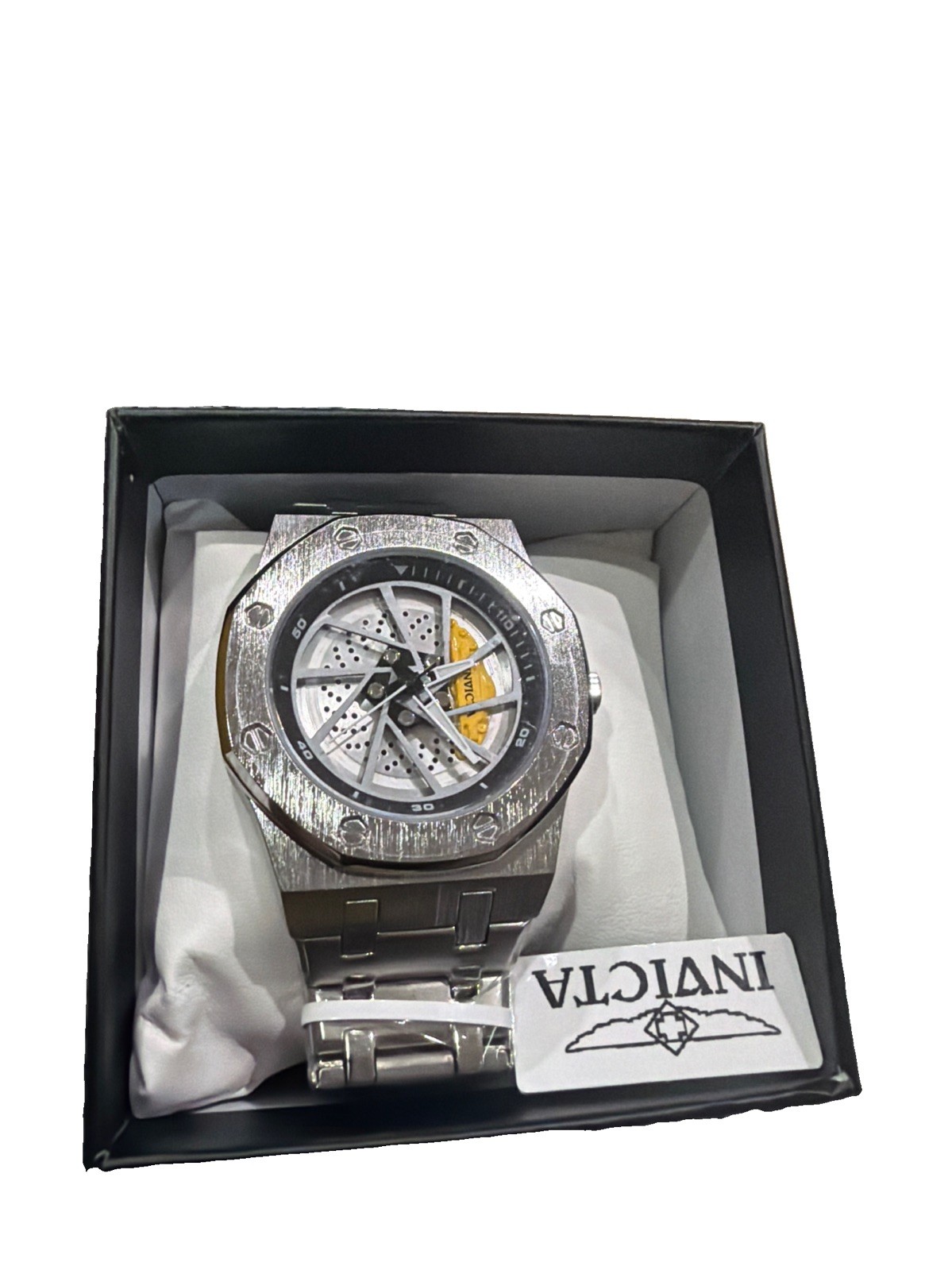 Invicta Speedway Rim Men’s Watch – 42mm, Steel Yellow Caliper (69487) – HOT