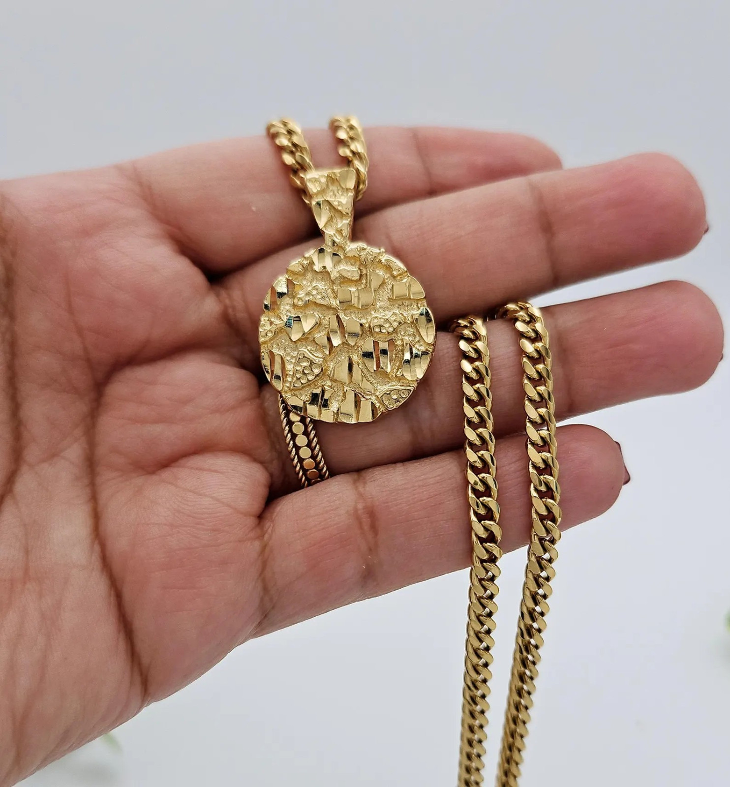Gold Nugget Necklace, Medium Nugget Necklace, 14k Heavy Plated Gold, 25mm Nugget