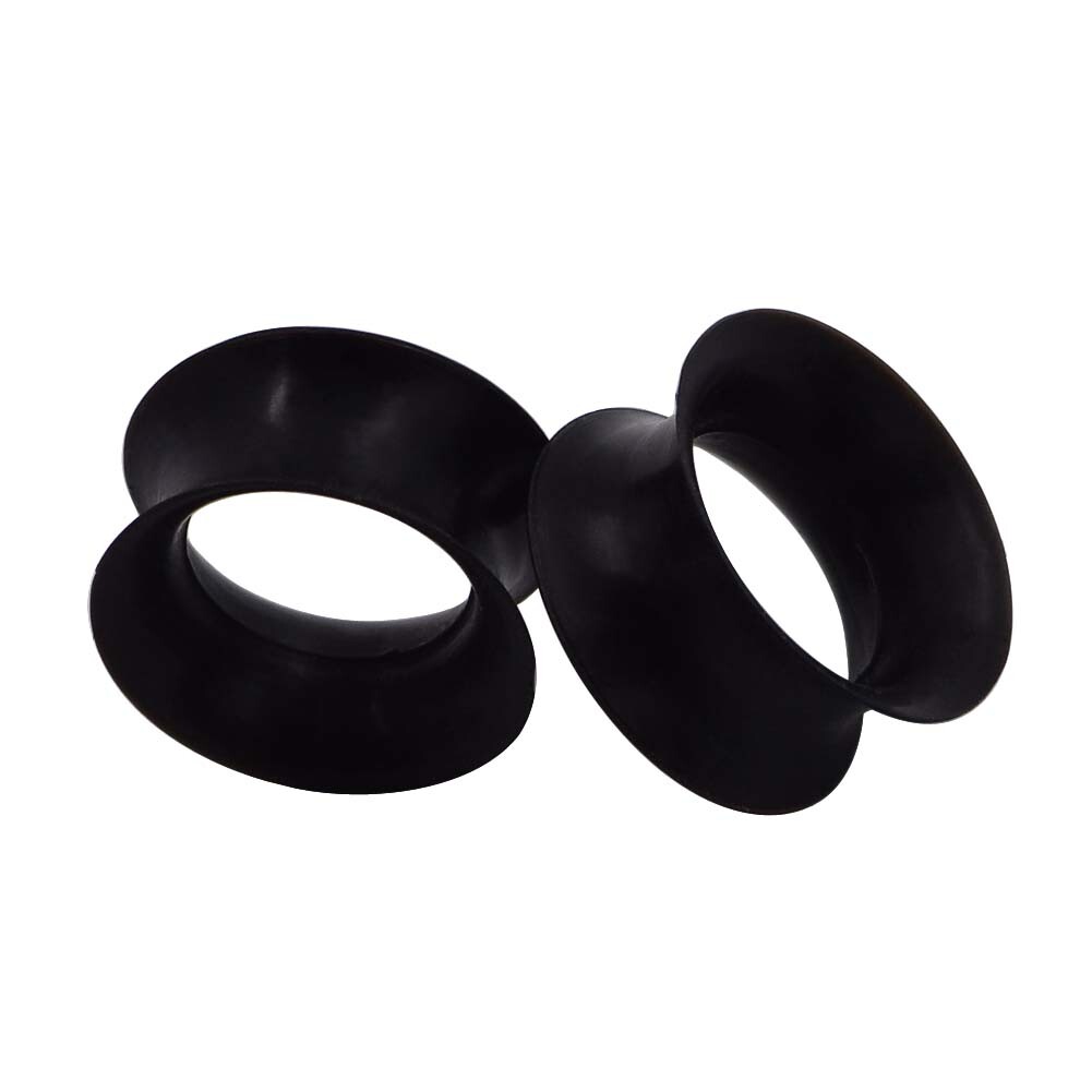 Pair of Silicone Soft Ear Tunnels Earskin Double Flared Ear Gauges Plugs Earlets