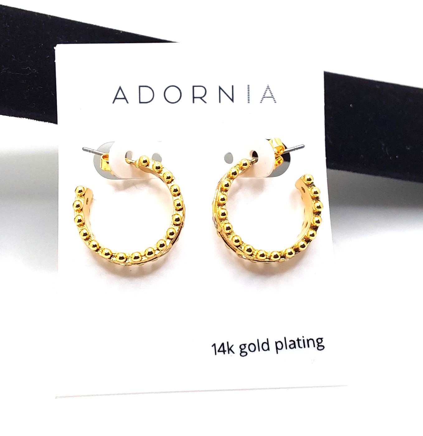 Adornia Beautiful Bezel 14k Gold Plated Open Hoop Earrings