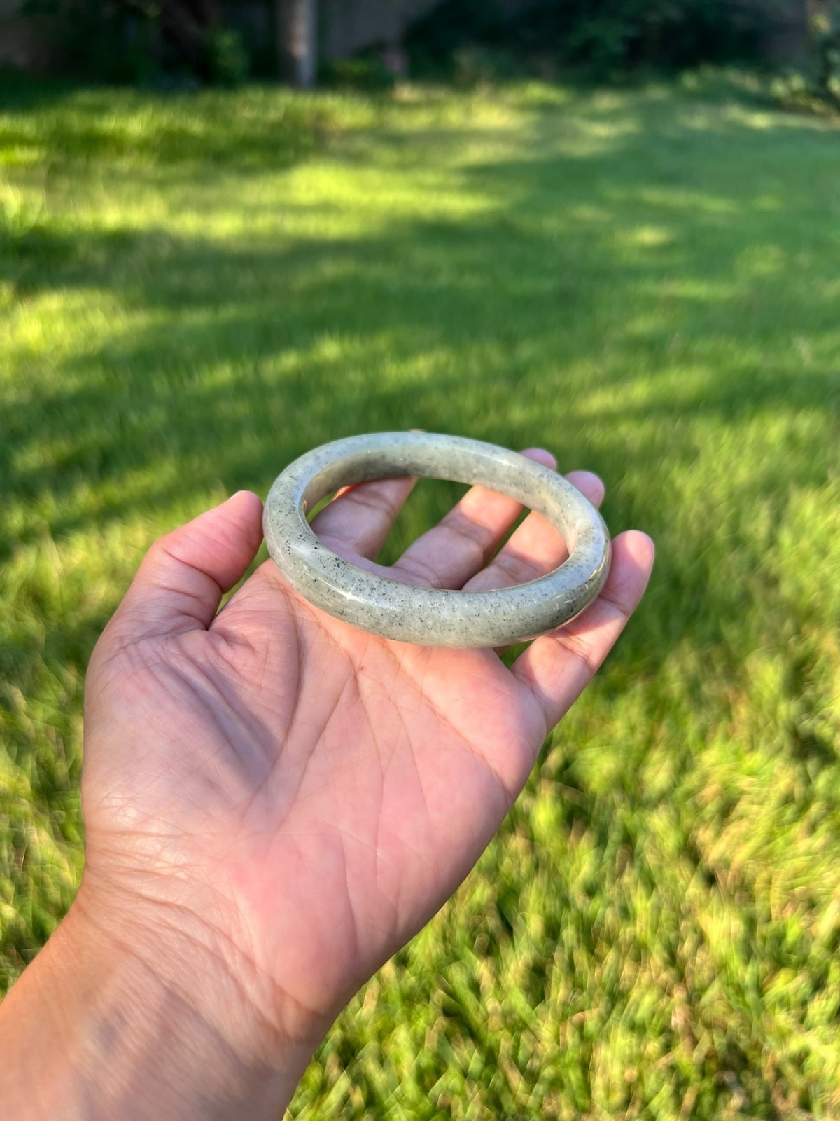 XXL 64mm Qinghua Sesame Nephrite Jade Bangle Bracelet H407 2