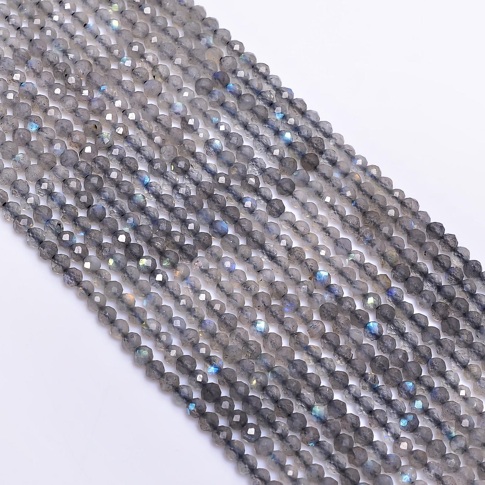 Natural Labradorite Shaded Gemstone Round Faceted Beads 3X3 mm Strand 13″ EB-414
