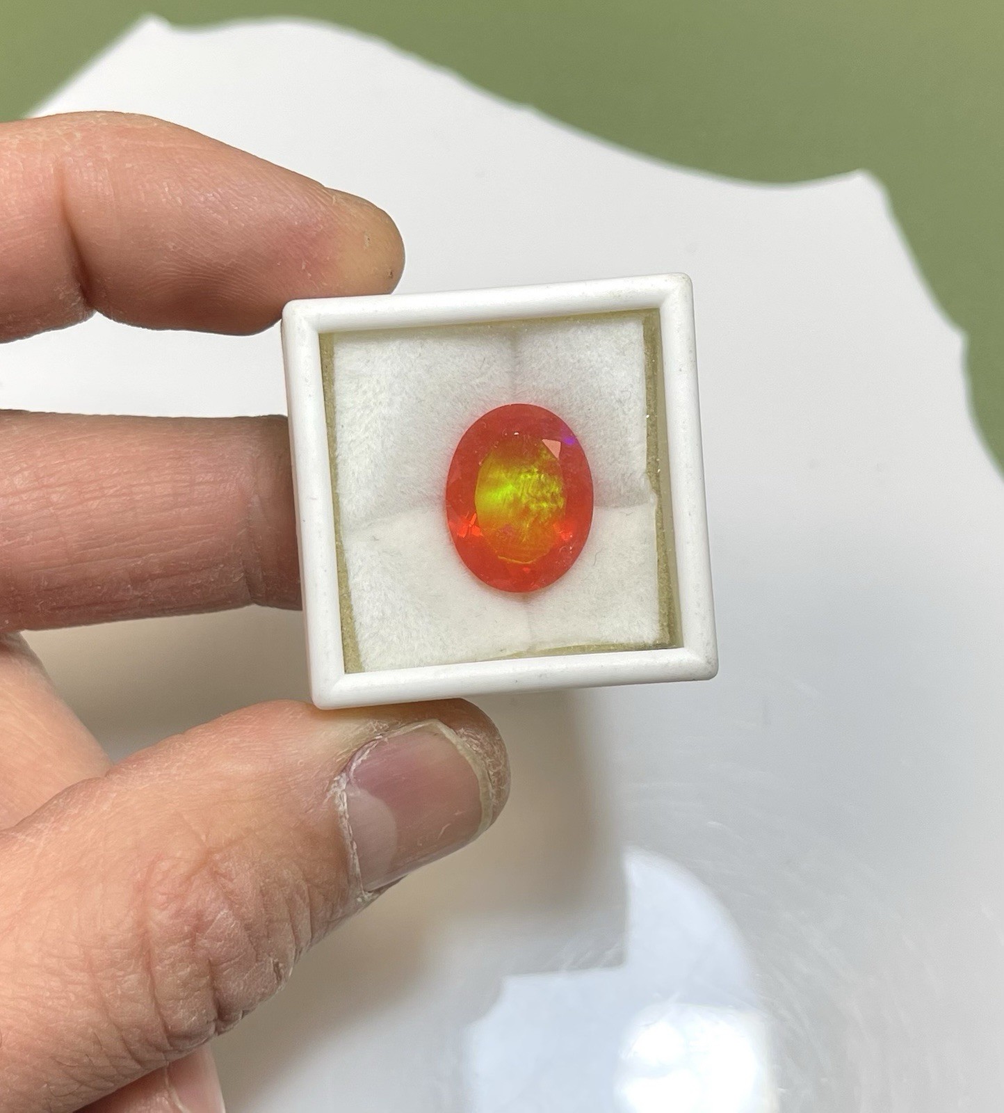 Natural Ethiopian Fire Opal Oval Orange With Play Of Color 7.03ct.