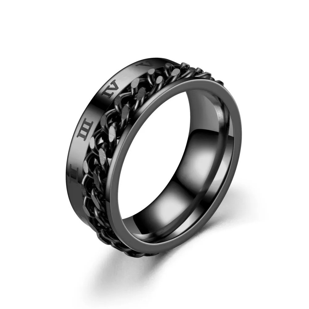 Chain Spinner Ring Stainless Steel Fidget Band Anti Anxiety Finger For Women Men