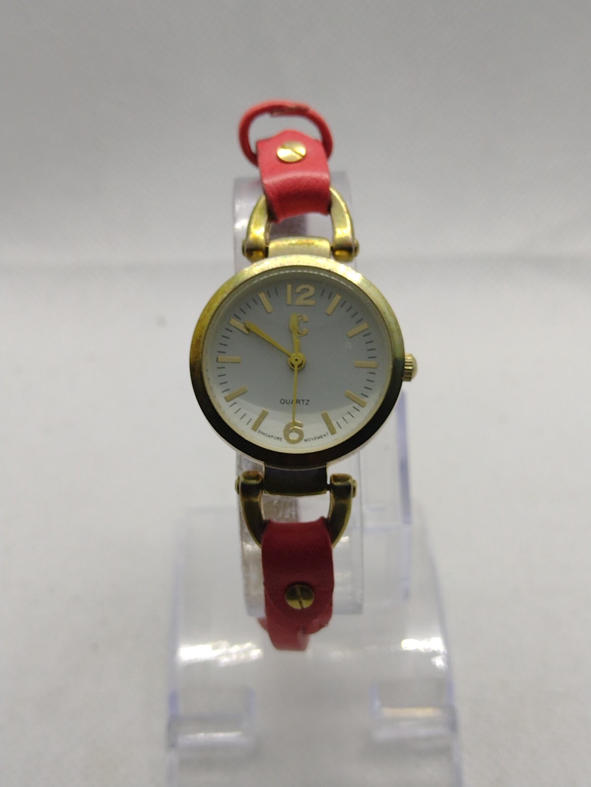 C watch Gold tone Women’s girls female Red Strap