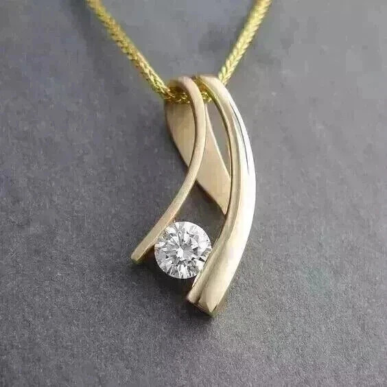 2.00Ct Round Lab Created Diamond Women’s Beauty Pendant 14k Yellow Gold Plated
