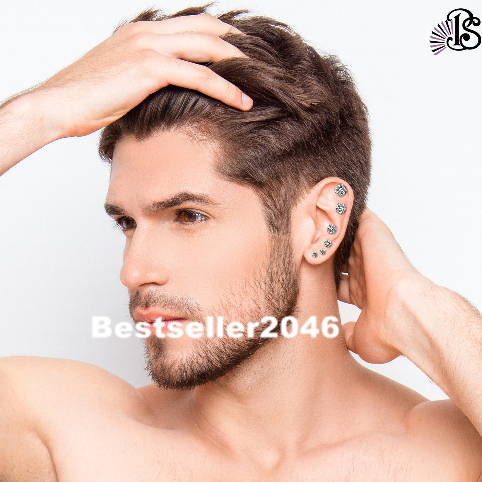6 Pairs Stainless Steel Round Cubic Zirconia Stud Earrings Set for Men Women