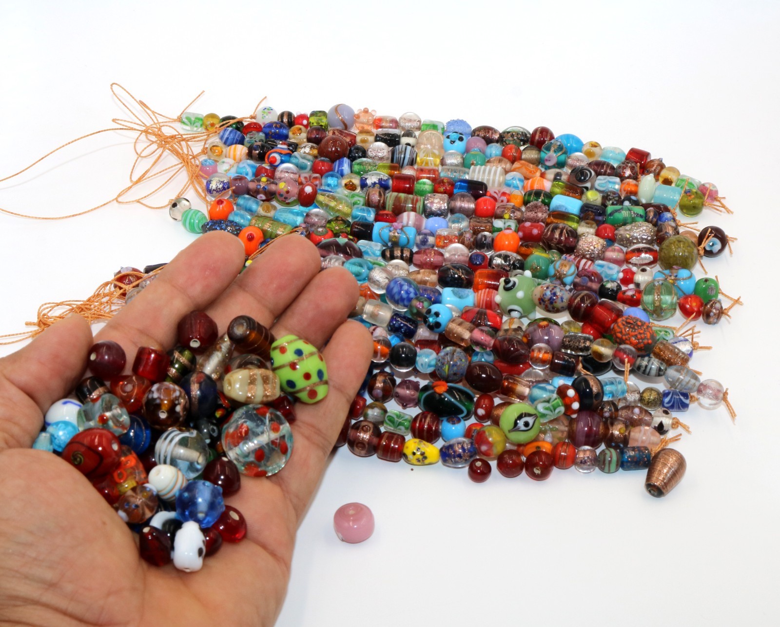 15 Strands Lamp work Beads Mixed Style & Colors, Small Size Fancy Beads