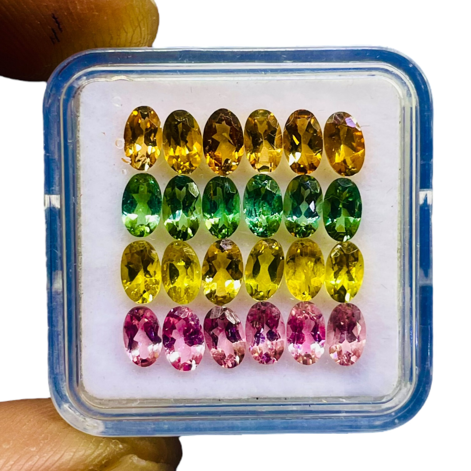 VVS 24 Pcs Natural Multi Tourmaline 5x3mm Oval Cut Loose Untreated Gemstones