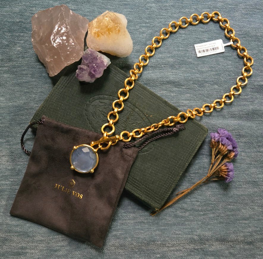 NWT – Julie Vos Honeybee *DEMI* Necklace – Iridescent Chalcedony – 24K Goldplate