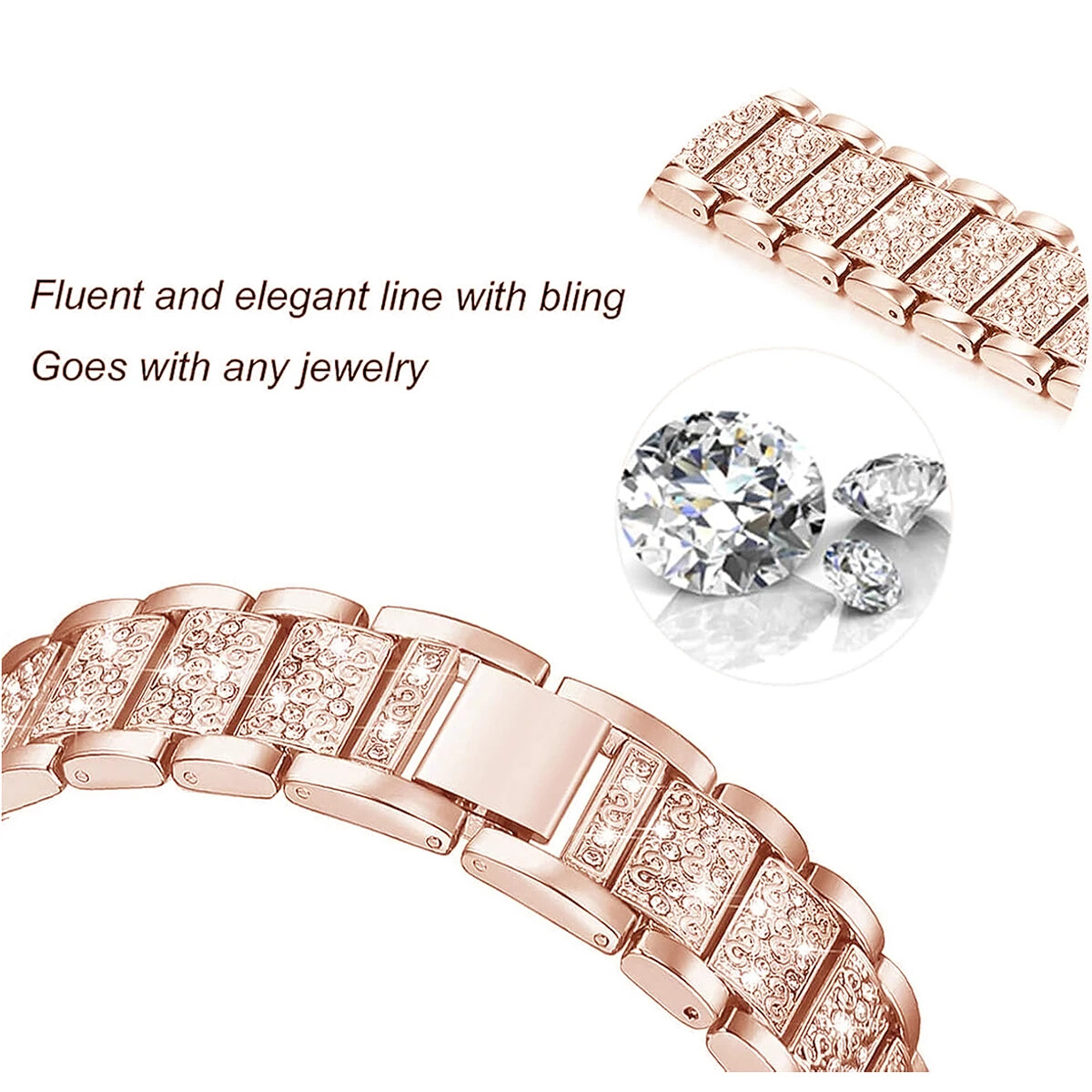 Diamond Metal Strap + Case for Samsung Galaxy Watch 4 5 6 7 40mm 44mm Band Women