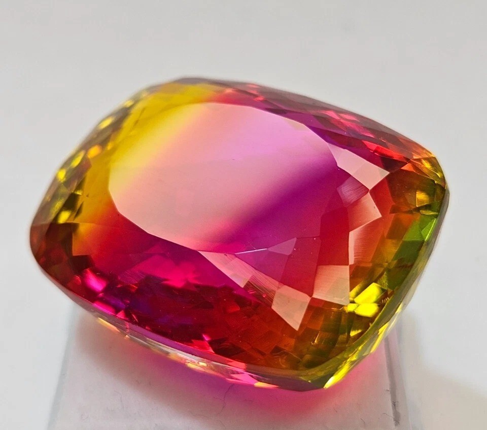 Natural Tourmaline Cushion Cut Bi-Colour 89-90Ct CERTIFIED EGL Loose Gemstone