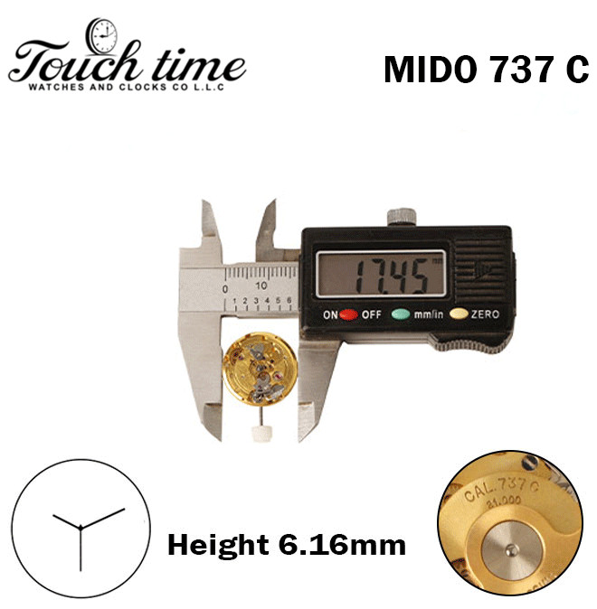 MIDO 737 C-Swiss Automatic Movement-H:6.16mm-17 Jewels-Without Disk-3 Hands