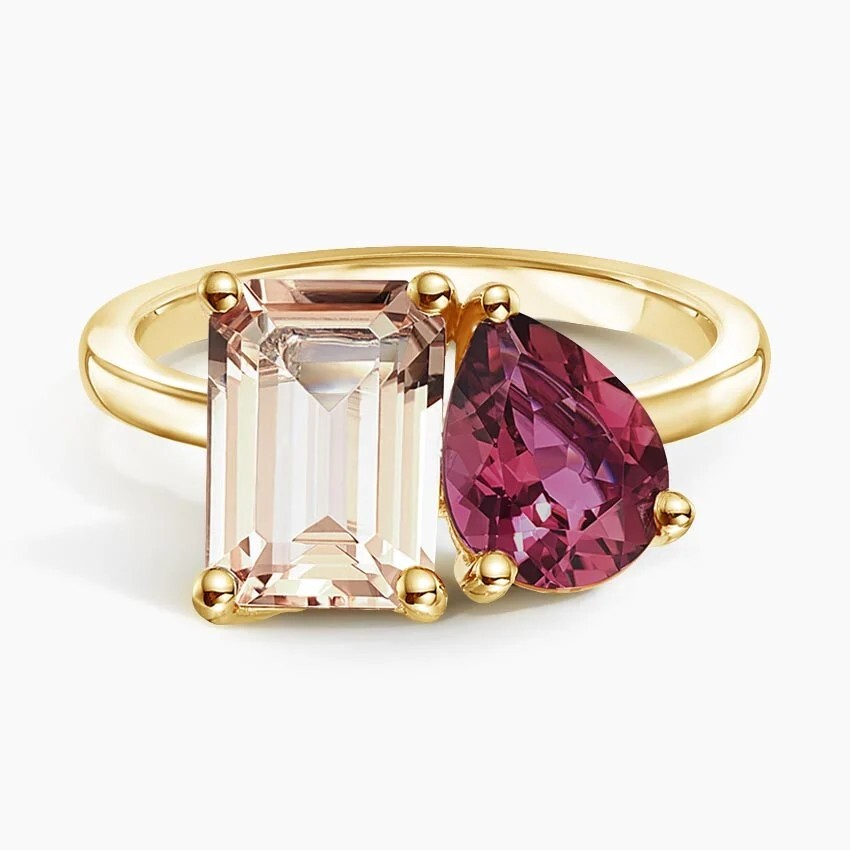 925 Sterling Silver band Topaz Tou moi Ring 14k Gold Plated
