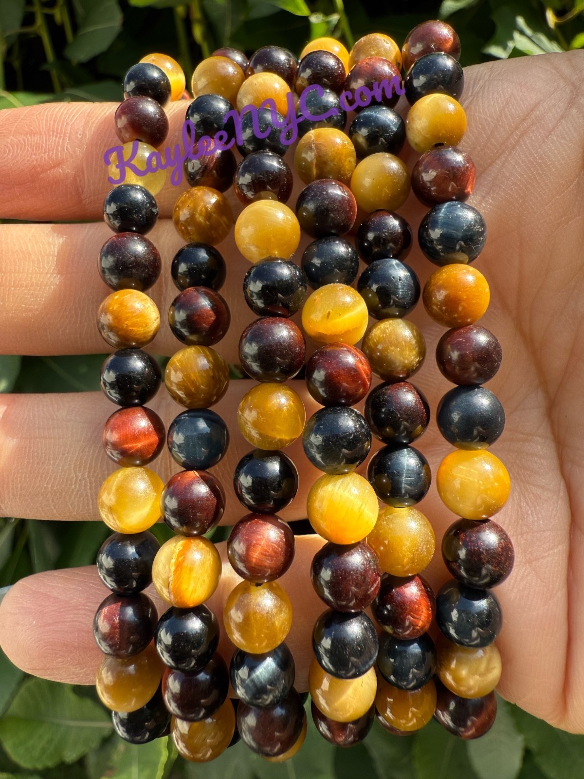 Wholesale Lot 6 Pcs Mix Tiger Eye 6mm 7.5” Crystal Healing Stretch Bracelet