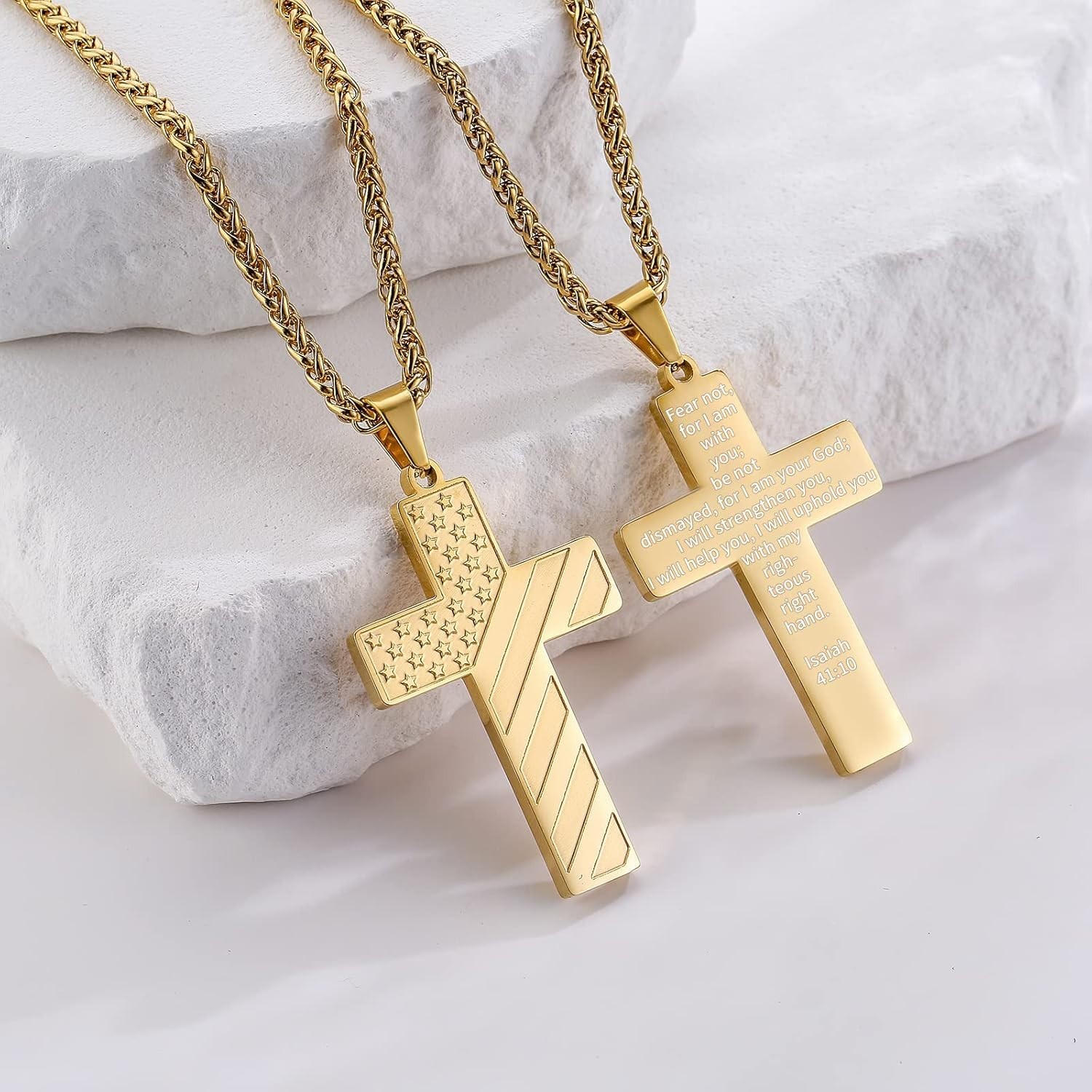 Patriotic American Flag Cross Necklace – Elegant Religious Jewelry for All Ages