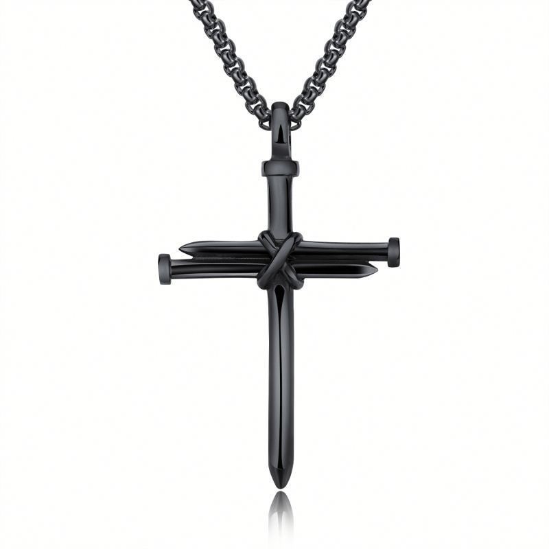 Three-colour Christ Jesus Nail Rope Cross Stainless Steel Pendant Necklace Gift