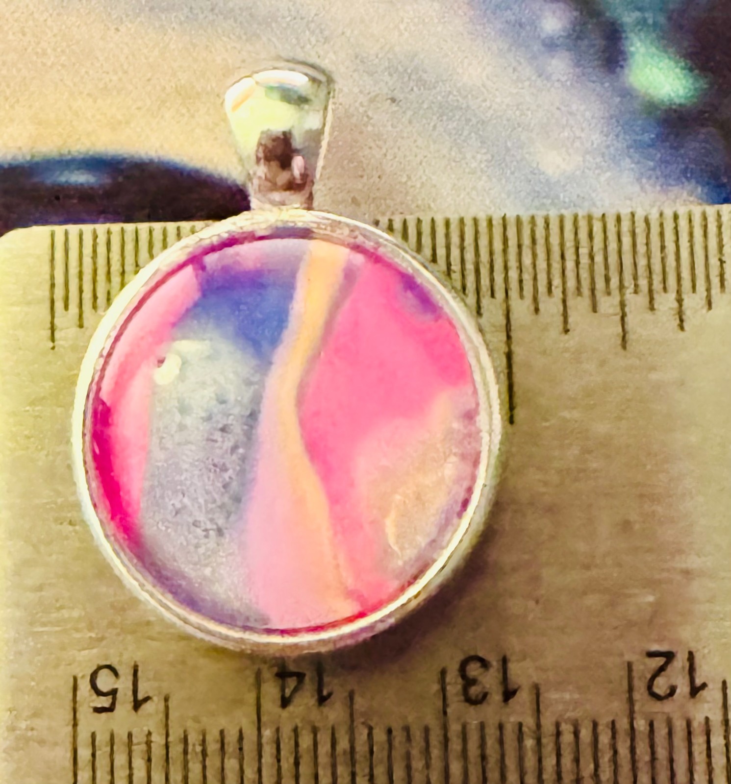 Round Double Sided Cabochon Necklace One of a kind Hand-Painted By Ozark Artist