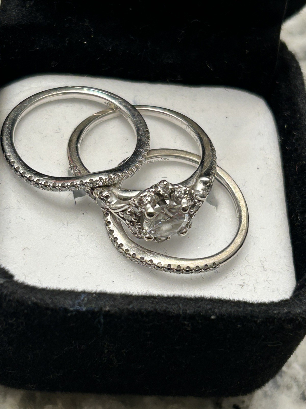 Veronique Fancy Halo by Gabriel And Co, Matching Wedding Bands