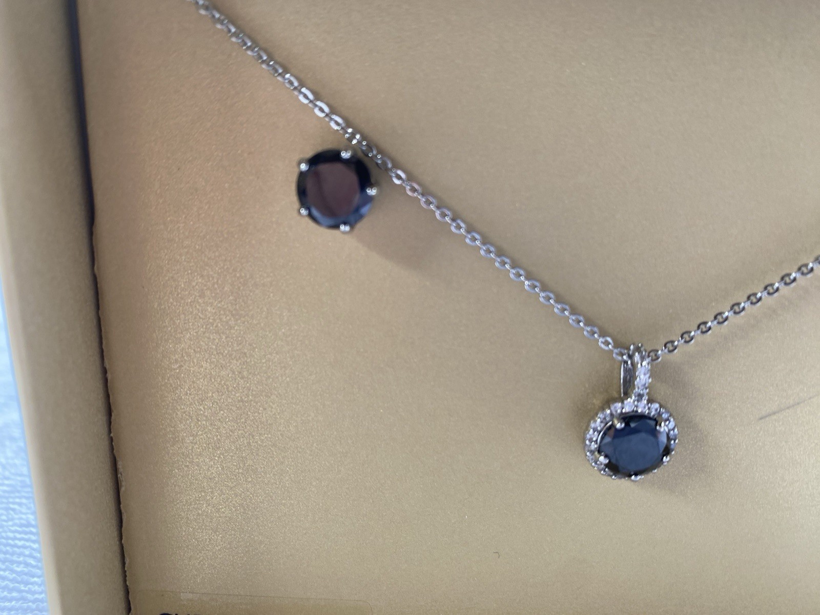 Charter Club Silver Chain with Blue Topaz and Clear Stone Necklace & Earring Set