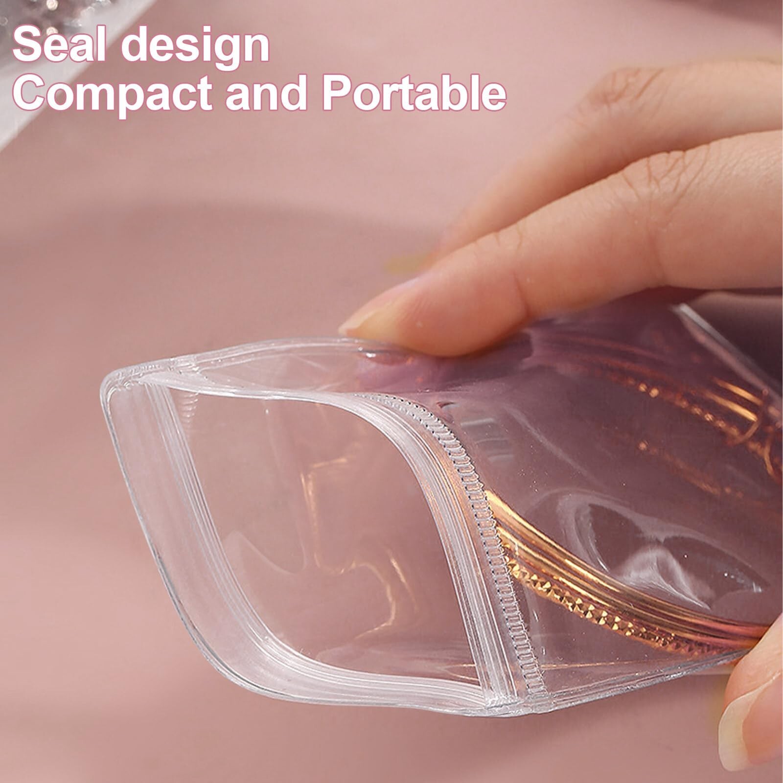2 Packs Acrylic Jewelry Box with 100pcs PVC Portable Anti Oxidizing Zipper Ba…