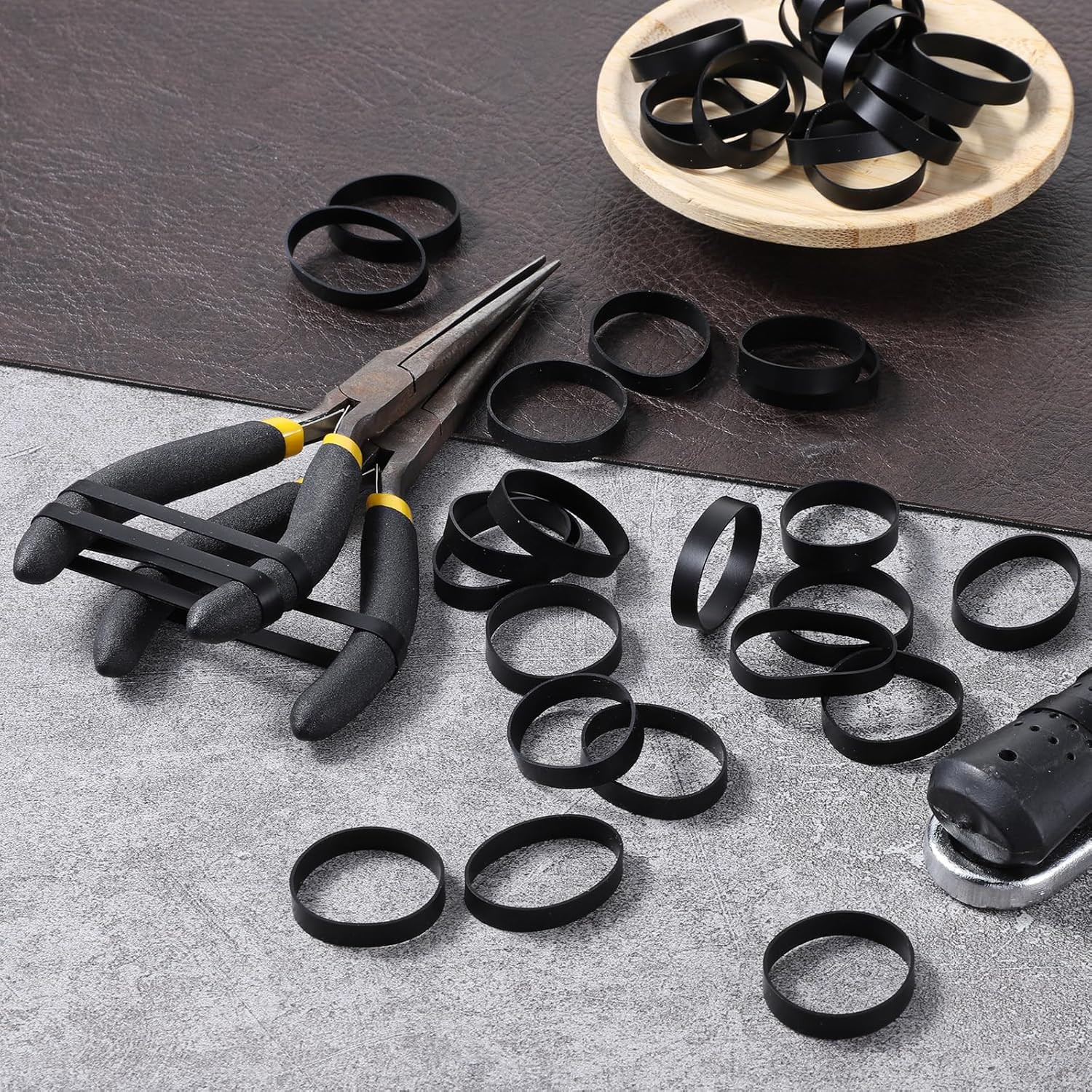 100 PCS Silicone Rubber Bands, 1″/25Mm Diameter Black Small Rubber Bands Elastic