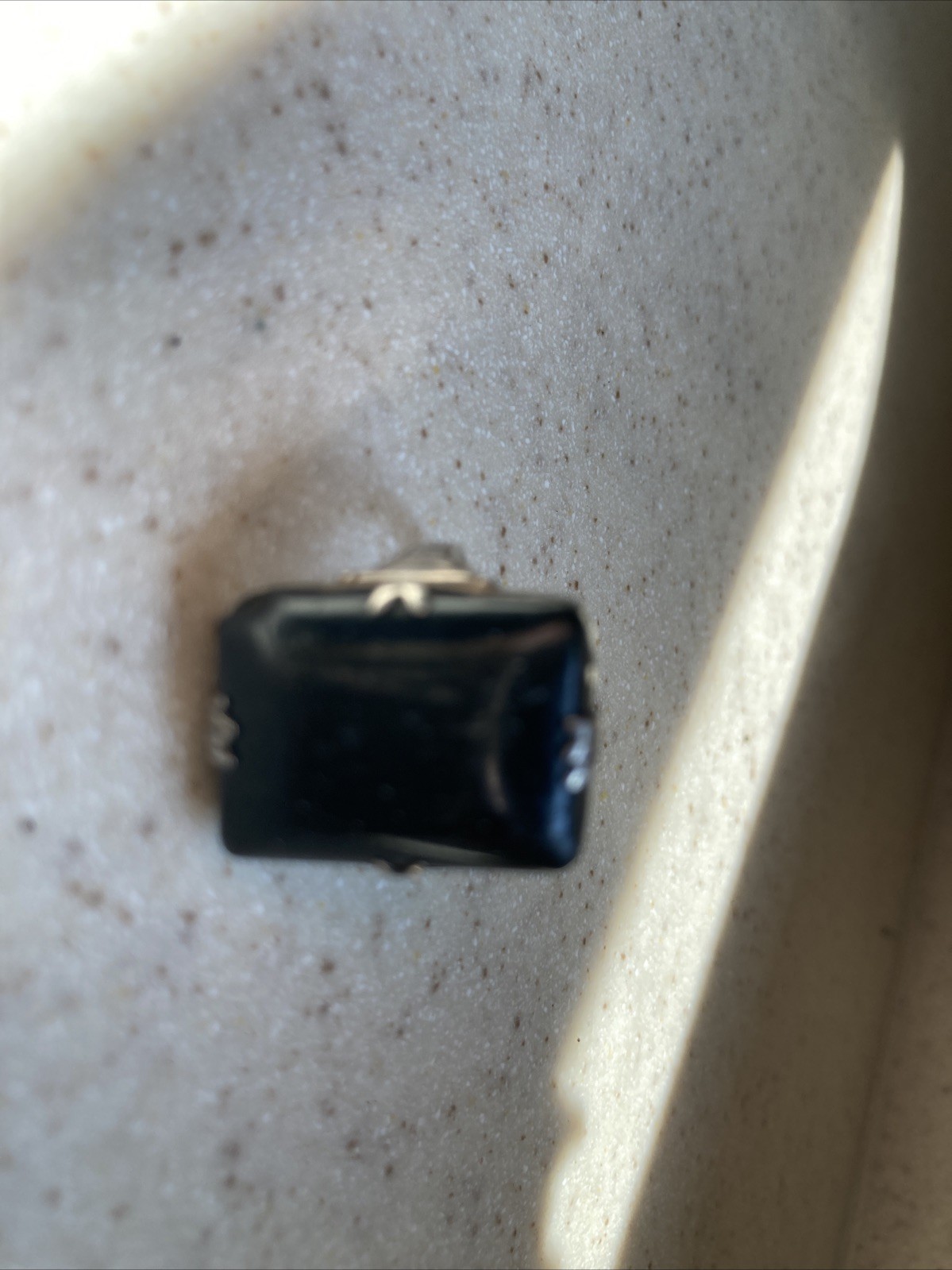 Vintage Art Deco Black Onyx Statement Ring in STERLING Silver Size 6.75