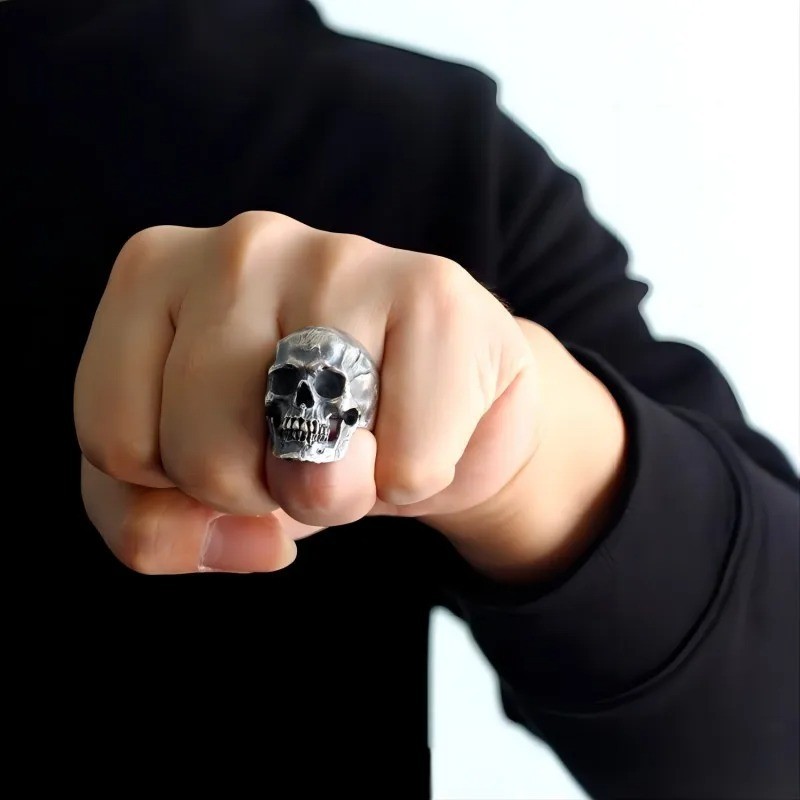 Men’s Stainless Steel Gothic Skull Ring Unique Punk Retro Biker Motorcycle