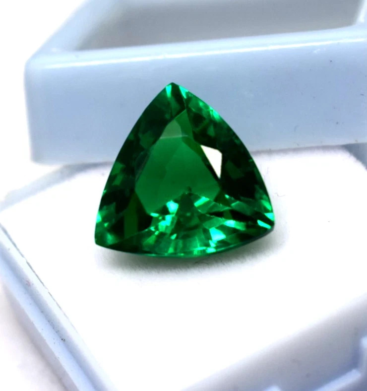 Natural Colombian Green Emerald In Trillion Cut Ring Size 10.00Ct Certified Gems