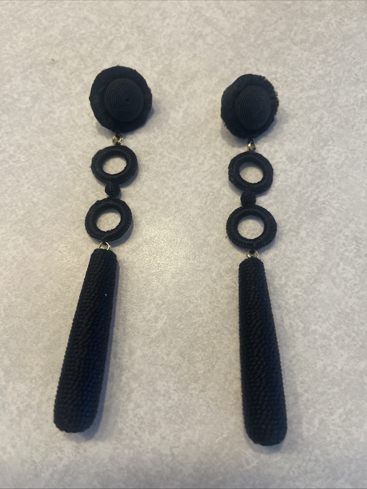 HSN Leyla Gans Black Amelie Wrapped Cord Drop Earrings