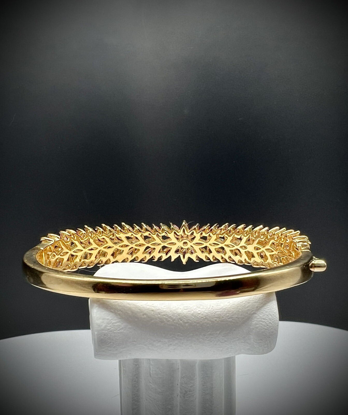 Multi-Tourmaline Bangle Bracelet in Yellow Gold Over Sterling Silver 6.50 In NEW