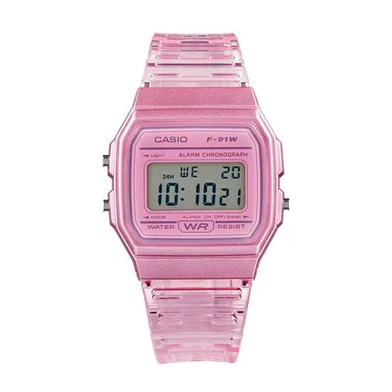 Casio F‑91WS Series Transparent Digital Watch LED Light Alarm Wate