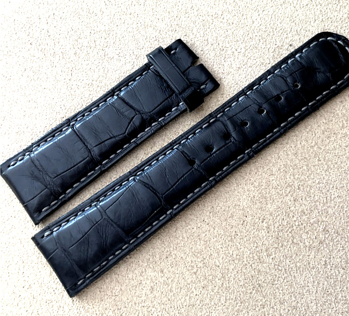 A. Lange & Söhne Watch Strap 20 x 18 Matt Dark Charcoal Gray Crocodile Authentic