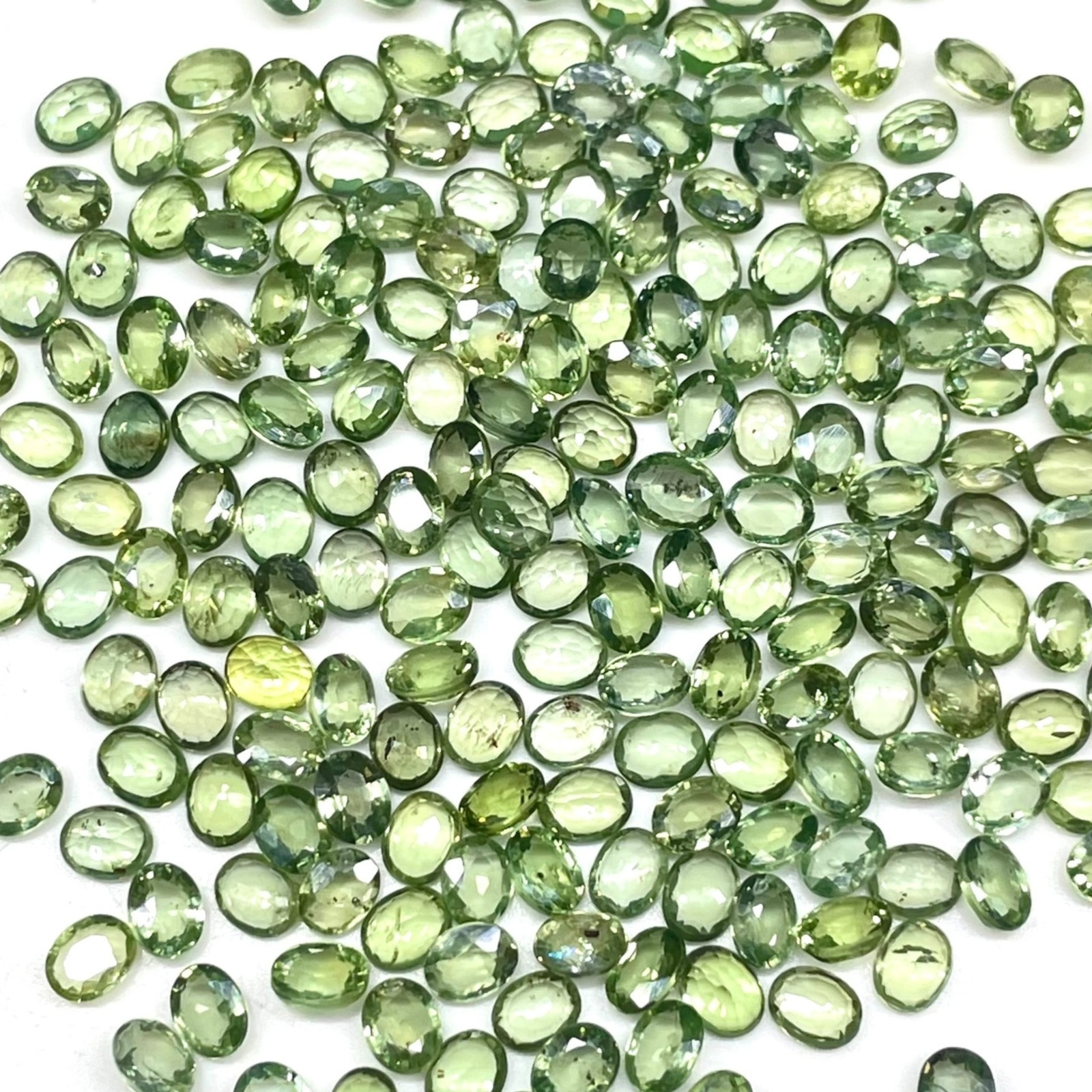 5 Pcs Natural Green Sapphire 4.5×3.5mm Oval Cut Loose Gemstone Lot Sri Lanka