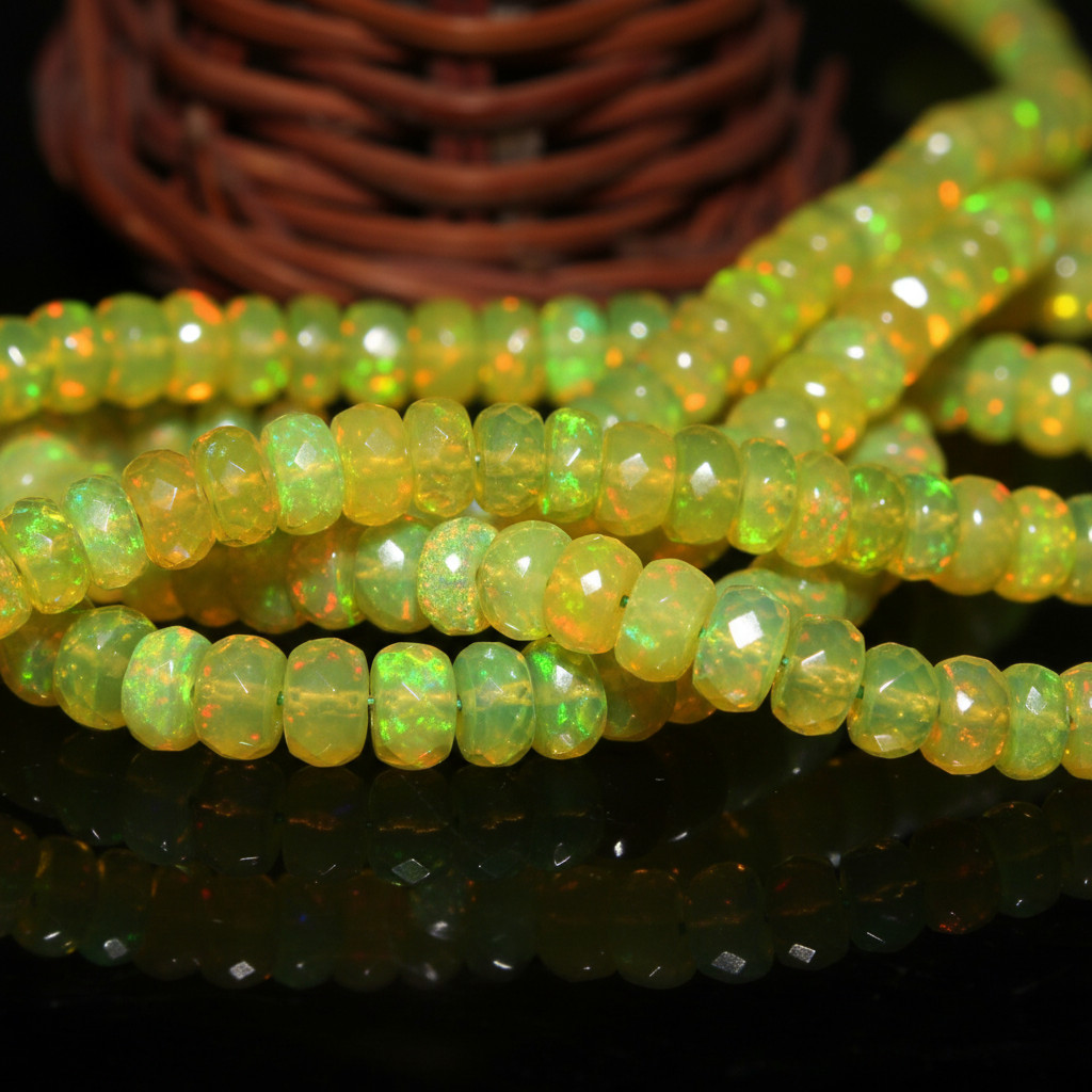 Ethiopian Fire Opal Beads Strand 4-5mm Rondelle Gemstone 8 Inch Jewelry Making