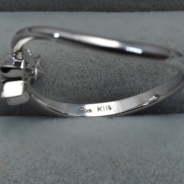 Auth STAR JEWELRY Ring Diamond 0.12ct Star US6-6.25 18K 750 White Gold