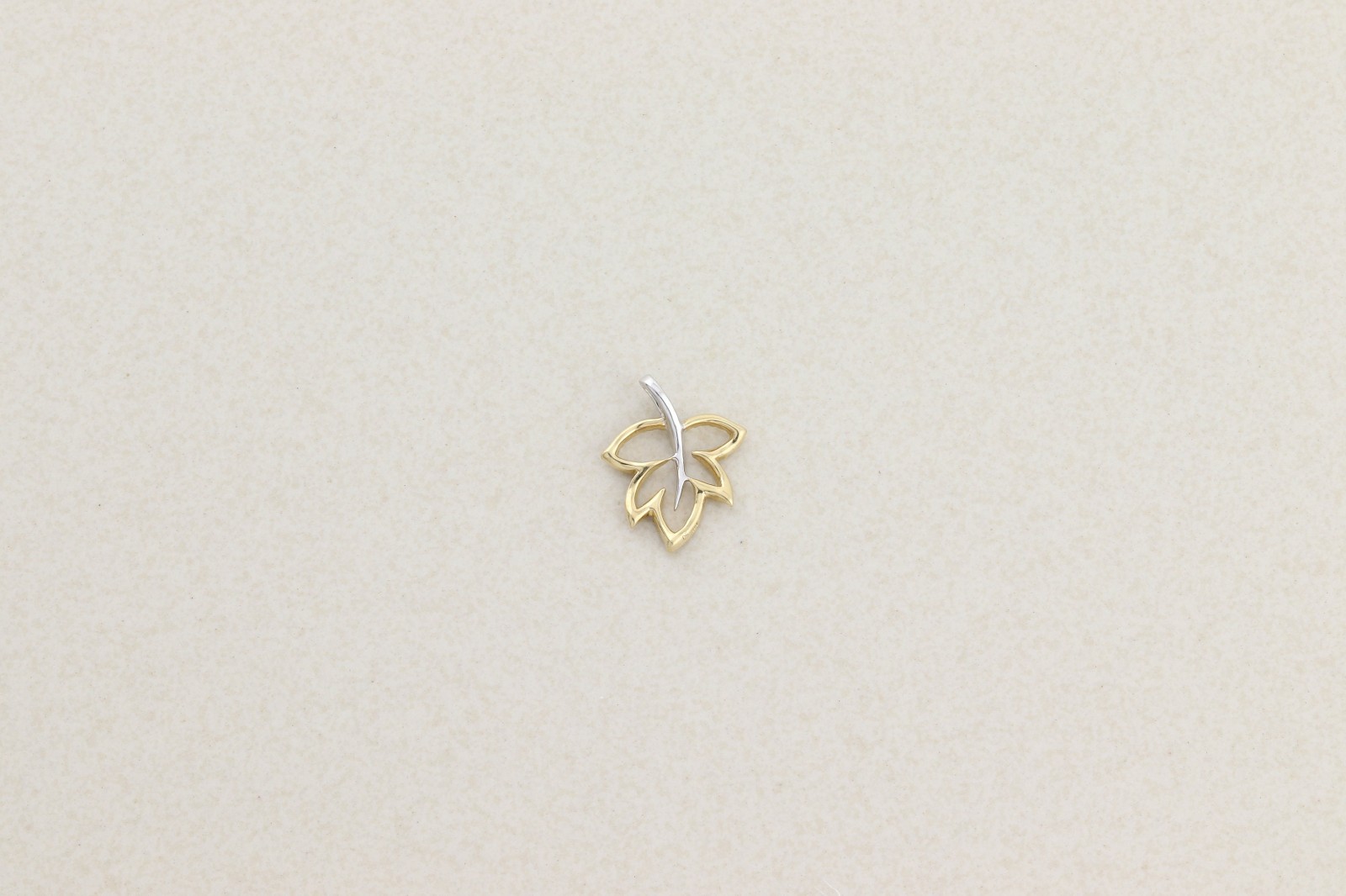 Pendant Only 14k White Gold and Yellow Gold Diamond Necklace Leaf 3/4″ x 5/8″